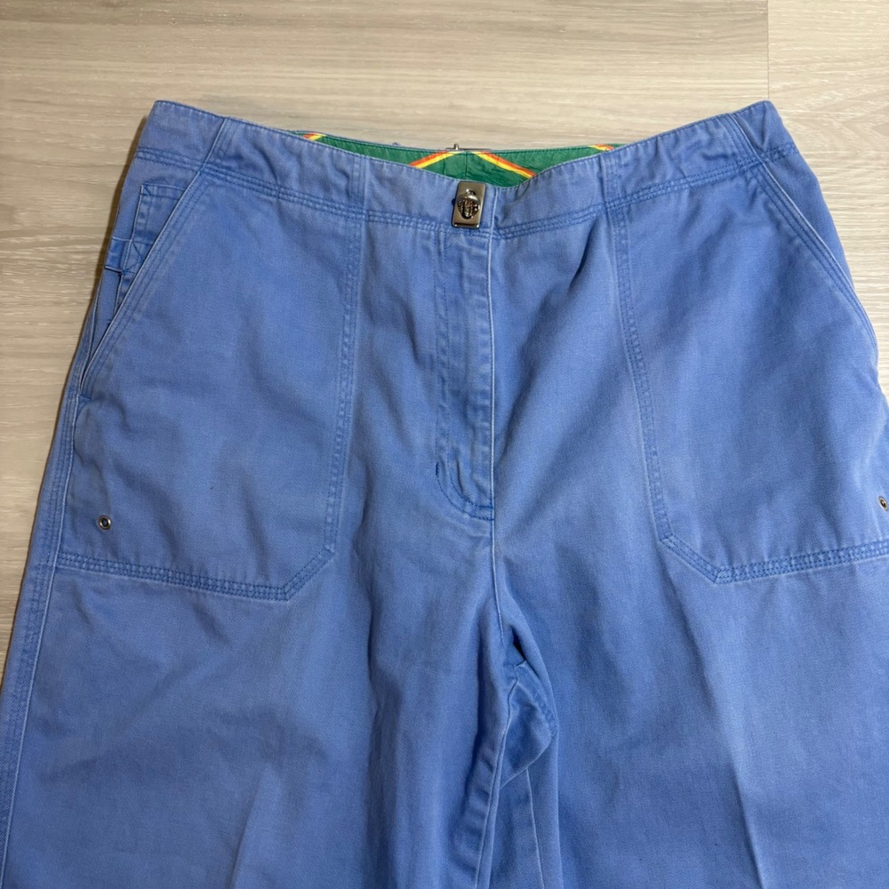 Lauren Ralph Lauren Pant Women Blue Cotton Twill Straight Leg Patch Pocket Siz 8 - Picture 13 of 16